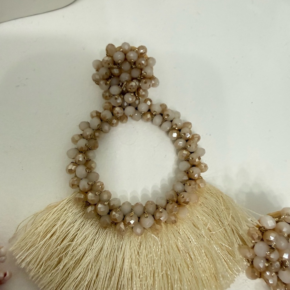 Elegant Beaded Fringe Earrings - Picture 3 of 6